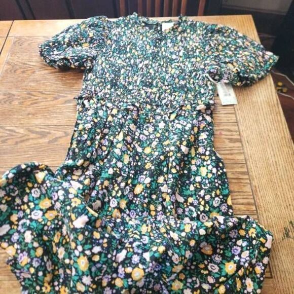 NWT Tuckernuck Hyacinth House Black Multi Floral Smocked Samantha Midi Dress sz - Picture 2 of 6